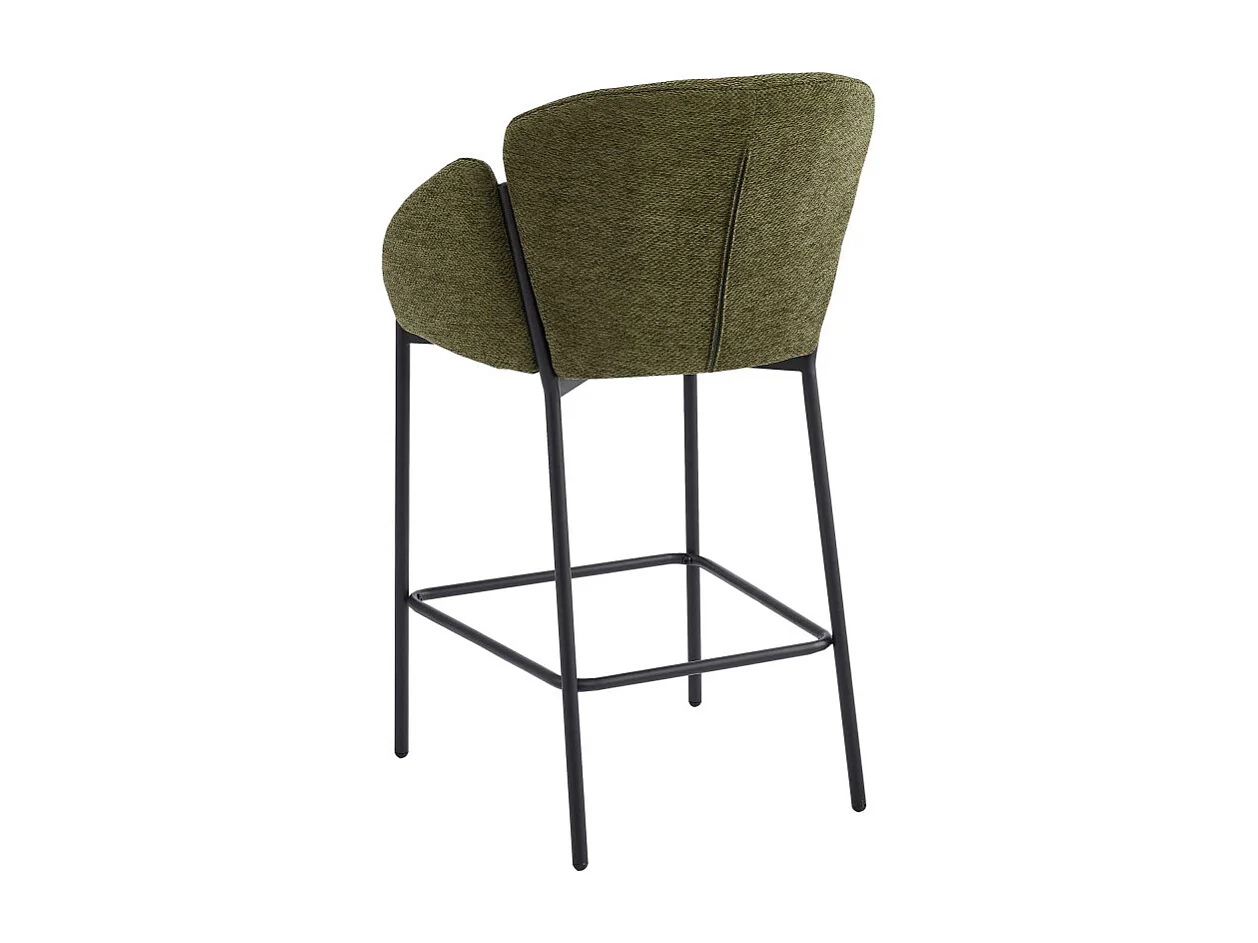 CANDICE-Silla de bar de tela verde (x2)