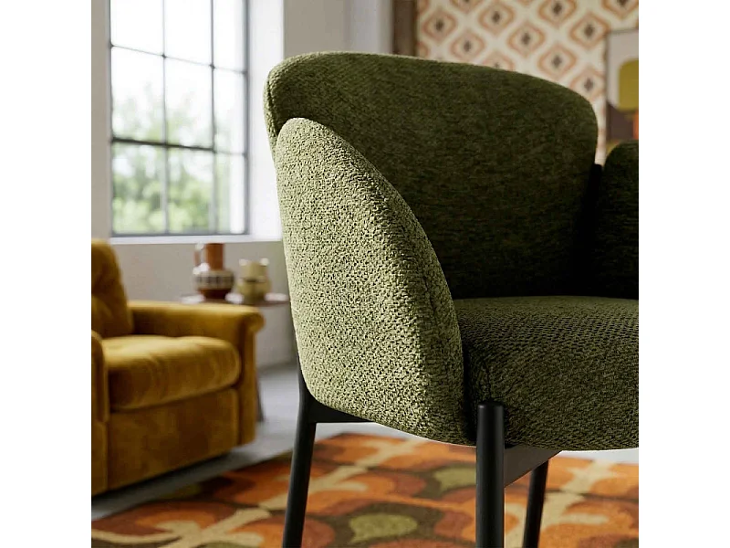 CANDICE-Silla de bar de tela verde (x2)