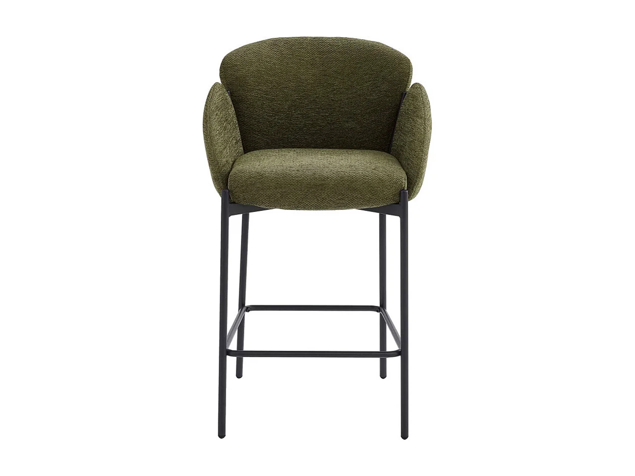CANDICE-Silla de bar de tela verde (x2)