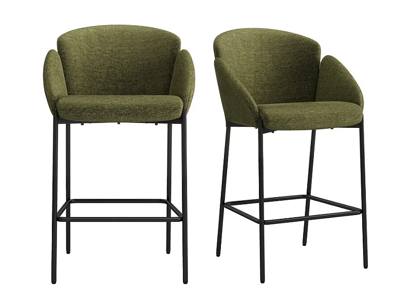 CANDICE-Silla de bar de tela verde (x2)