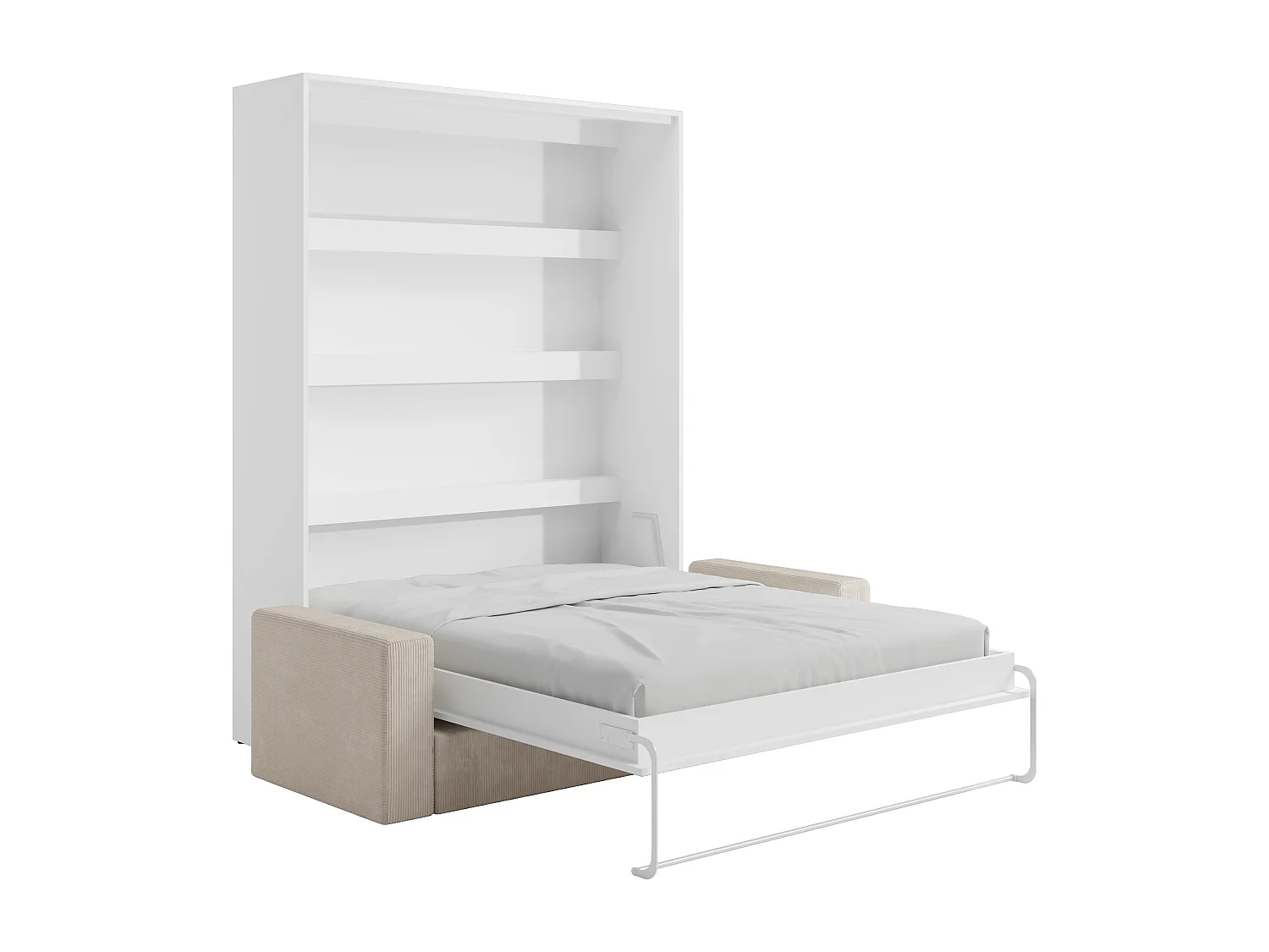 Nedfellbar veggmontert seng 160×200 cm med LED lys manuell åpning sofa hvit naturlig RAPILI