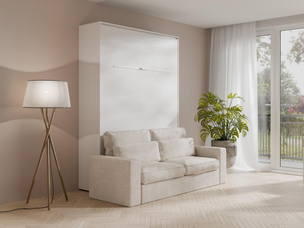 Schrankbett + Sofa + Matratze - 140 x 200 cm - Manuelle vertikale Öffnung - günstig online kaufen