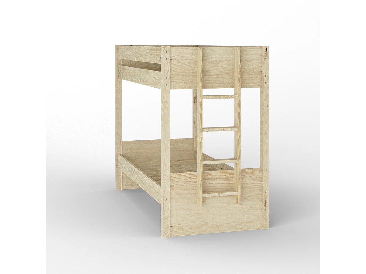 Lit superposé avec matelas 80x200 cm bois massif blanc ELORA