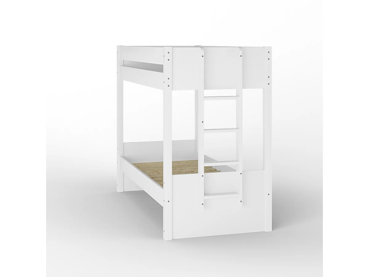 Lit superposé avec matelas 80x200 cm bois massif blanc ELORA