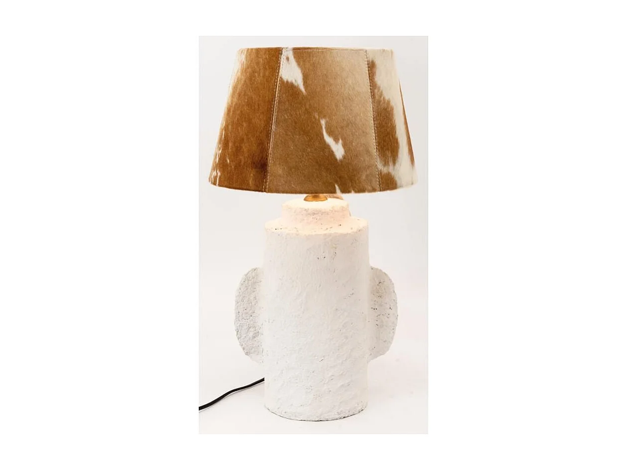 Pied de lampe original en papier mâché blanc Droit