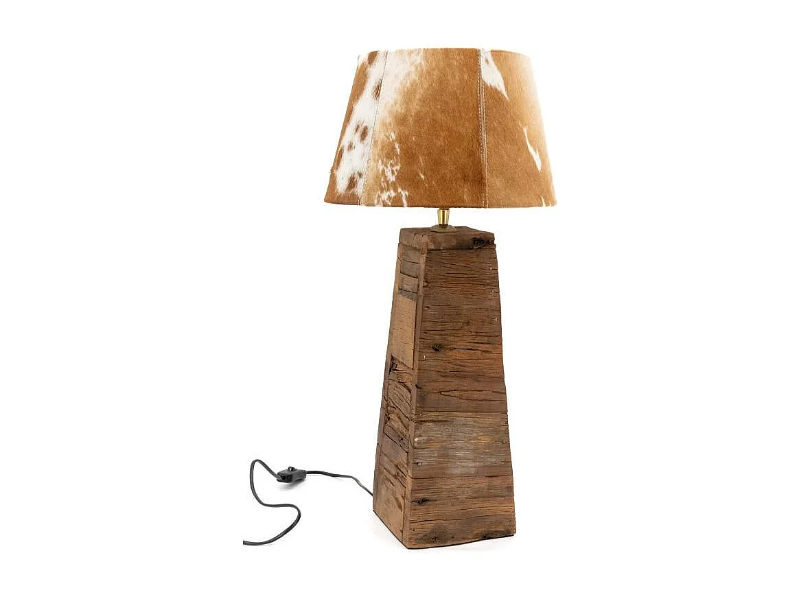 Pied de lampe en bois recyclé  H49
