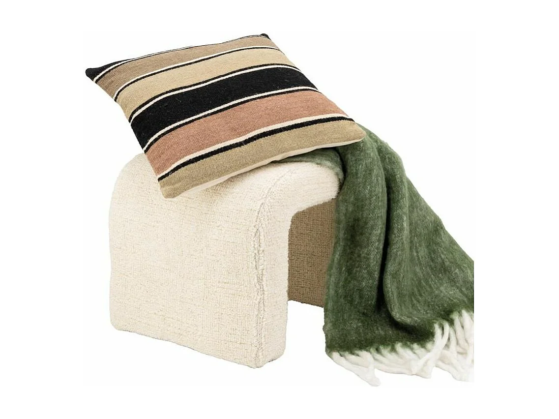 Coussin en laine et coton à rayures
