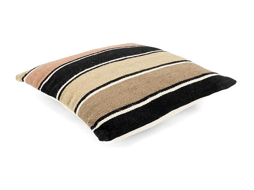 Coussin en laine et coton à rayures