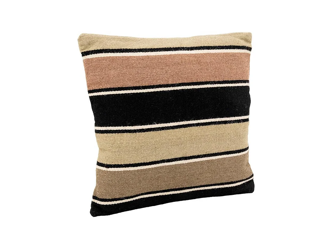 Coussin en laine et coton à rayures