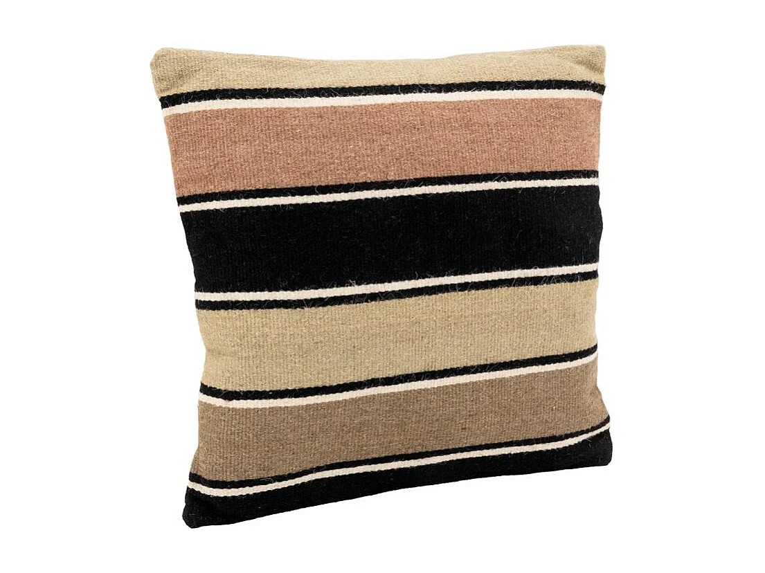 Coussin en laine et coton à rayures