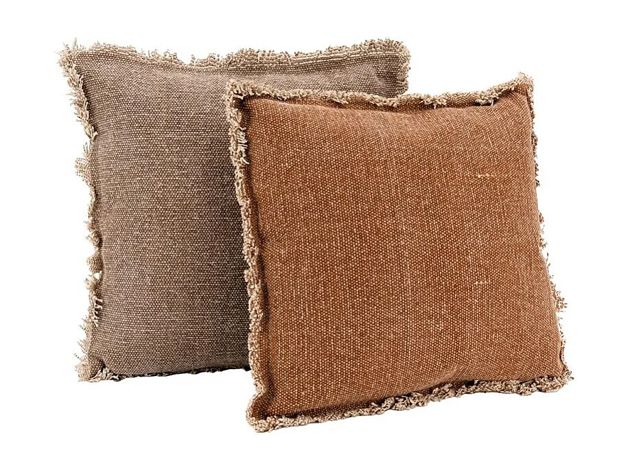 Coussin en coton recyclé à franges Lot de 2