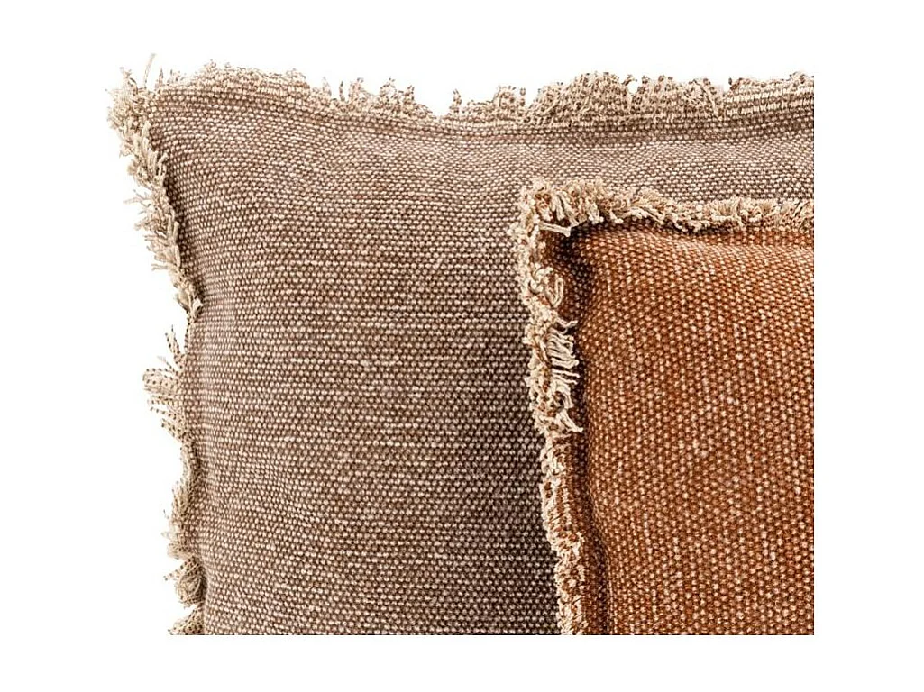 Coussin en coton recyclé à franges Lot de 2