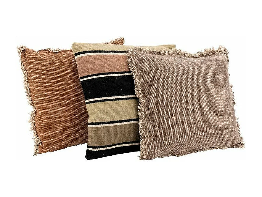 Coussin en coton recyclé à franges Lot de 2