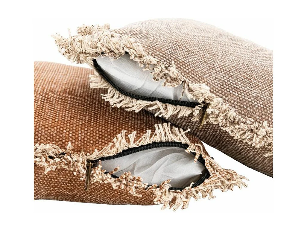 Coussin en coton recyclé à franges Lot de 2