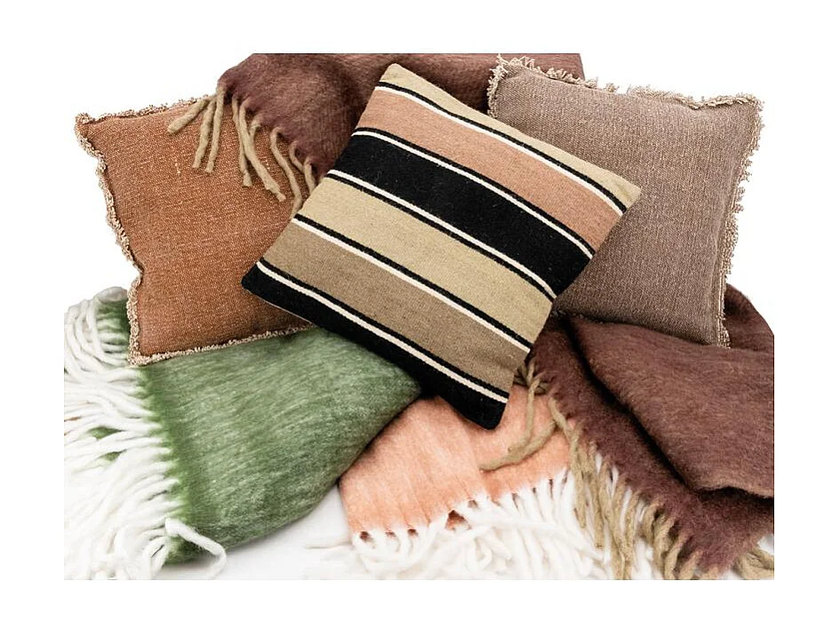 Coussin en coton recyclé à franges Lot de 2