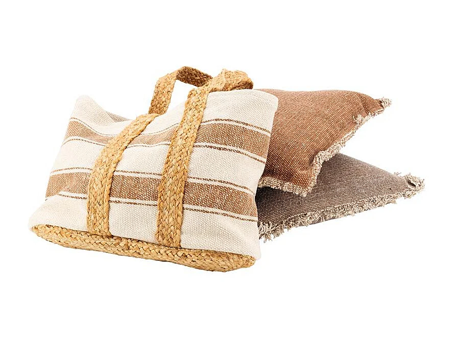 Coussin en coton recyclé à franges Lot de 2