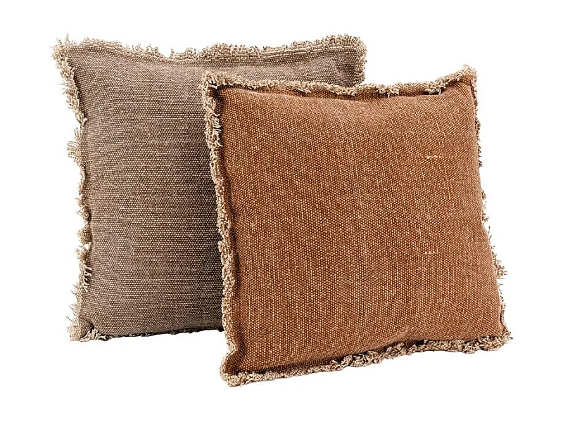 Coussin en coton recyclé à franges Lot de 2