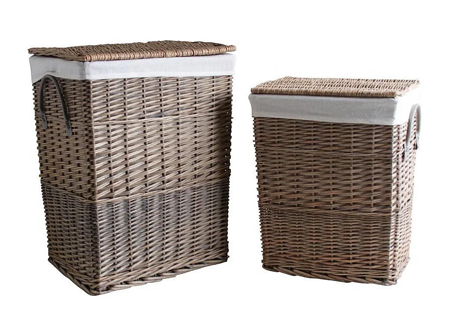 Paniers à linge en osier gris