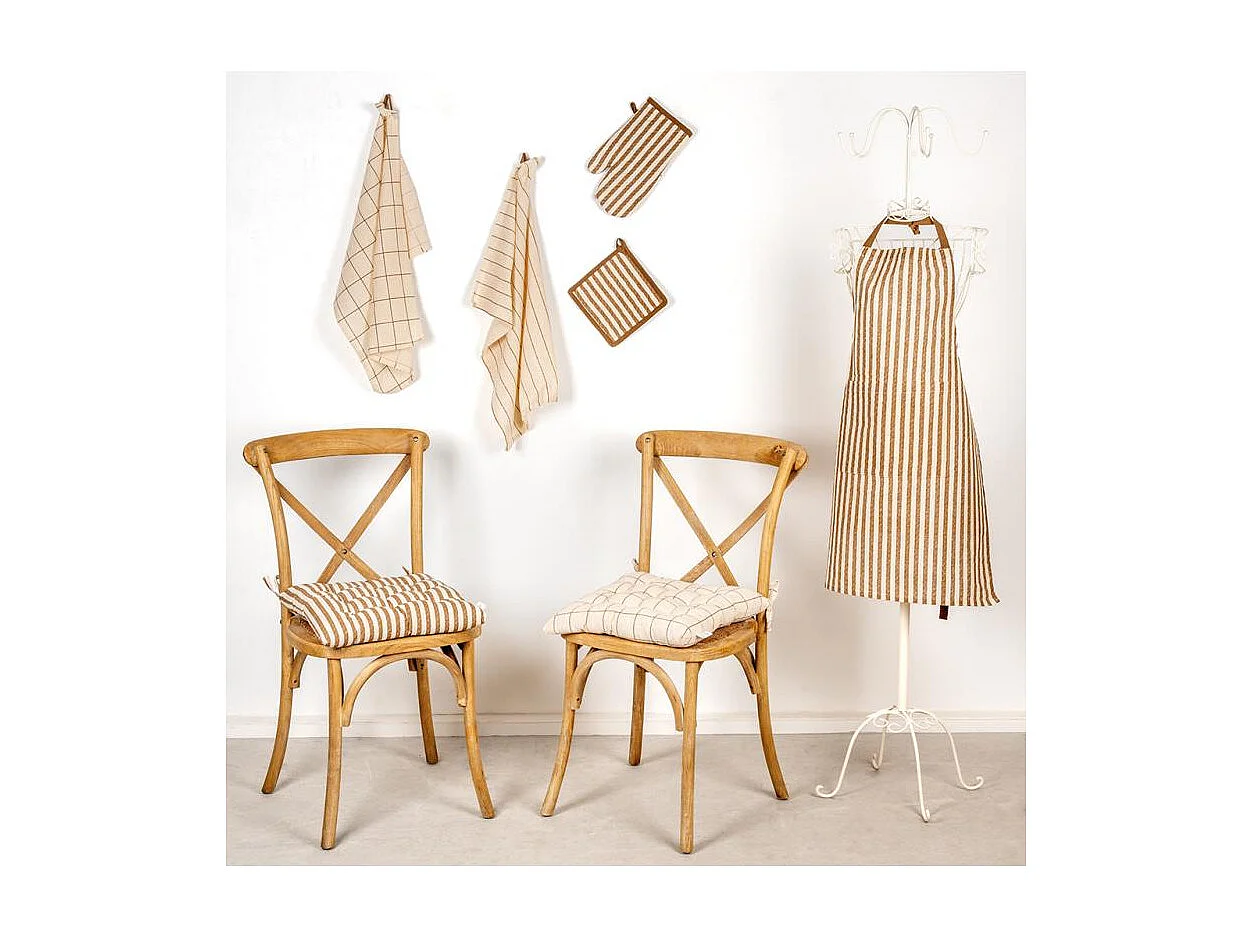 Galette de chaise en coton FLEX Carreaux Fins