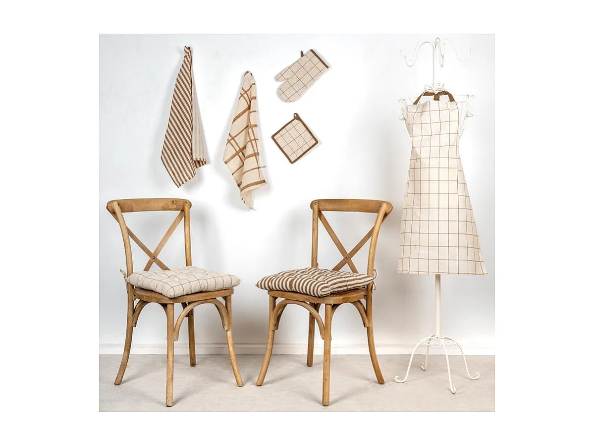 Galette de chaise en coton FLEX Carreaux Fins