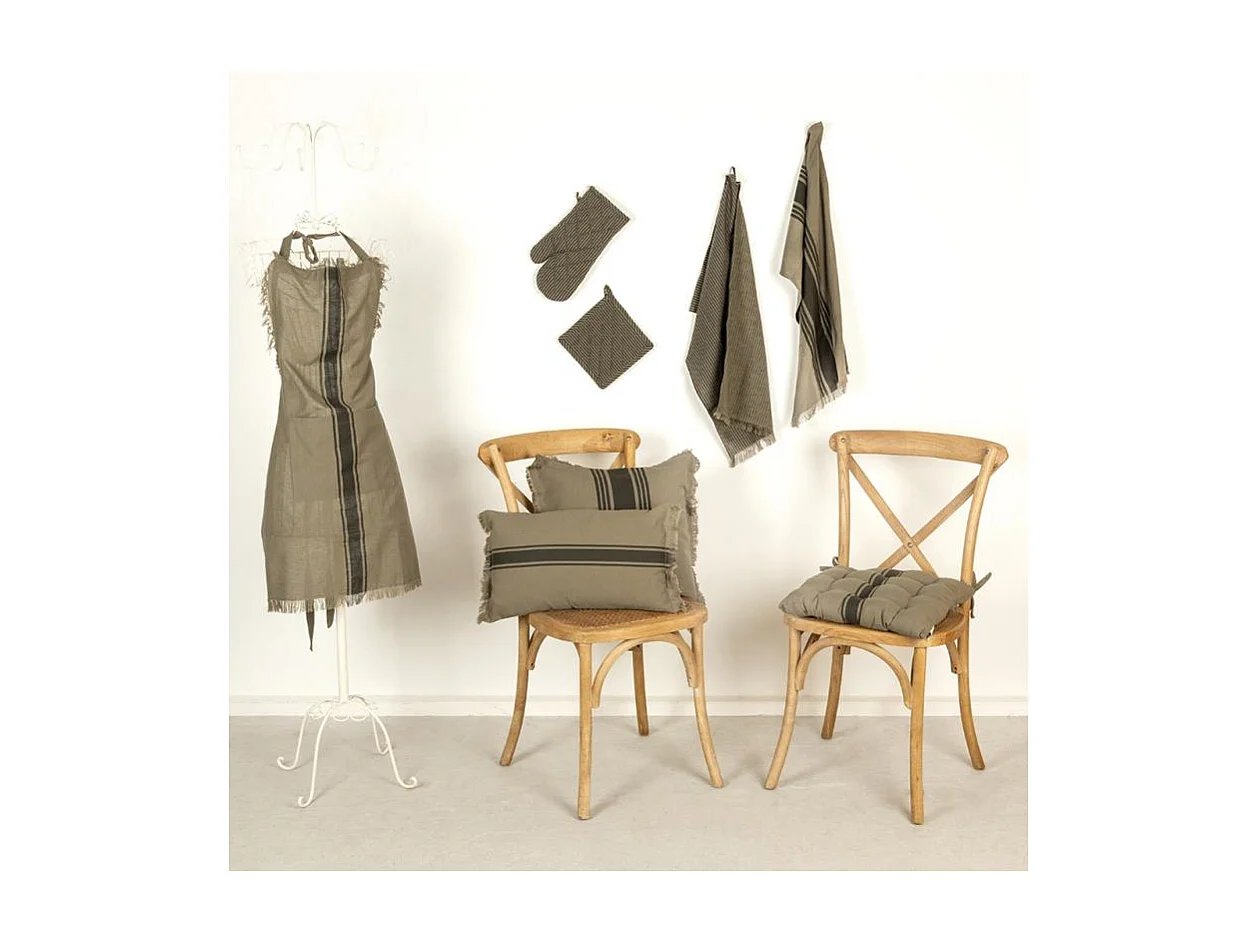 Galette de chaise en coton FLEX Kaki/gris