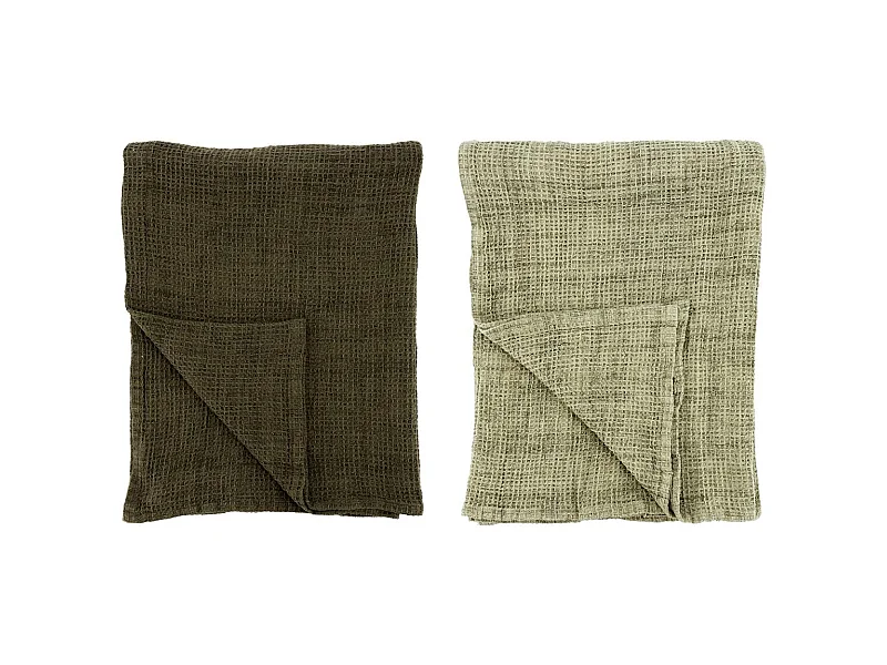 Plaids en coton gaufré Lot de 2