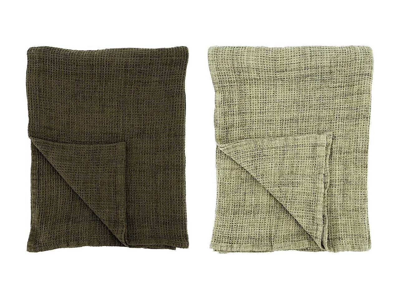 Plaids en coton gaufré Lot de 2