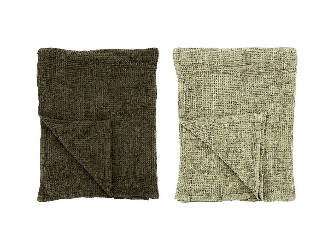 Plaids en coton gaufré Lot de 2