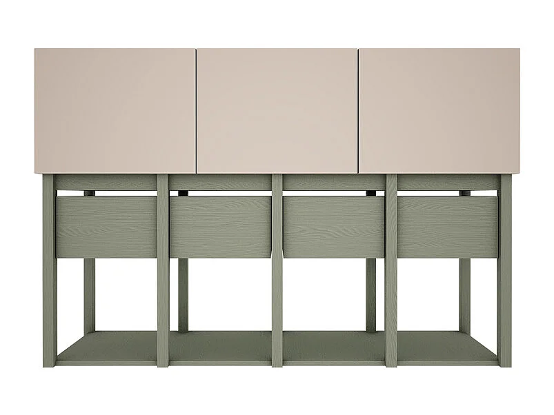 Chambre complète lit évolutif 70x140 commode 3 portes et armoire 2 portes Tweens Vert Eucalyptus et Beige