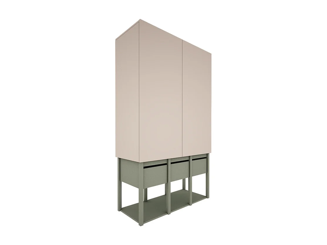 Chambre complète lit évolutif 70x140 commode 3 portes et armoire 2 portes Tweens Vert Eucalyptus et Beige