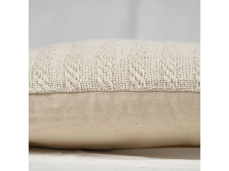 Lot 2 coussins carrés 40 x 40 cm en coton brodé lignes beige – TWINKLE