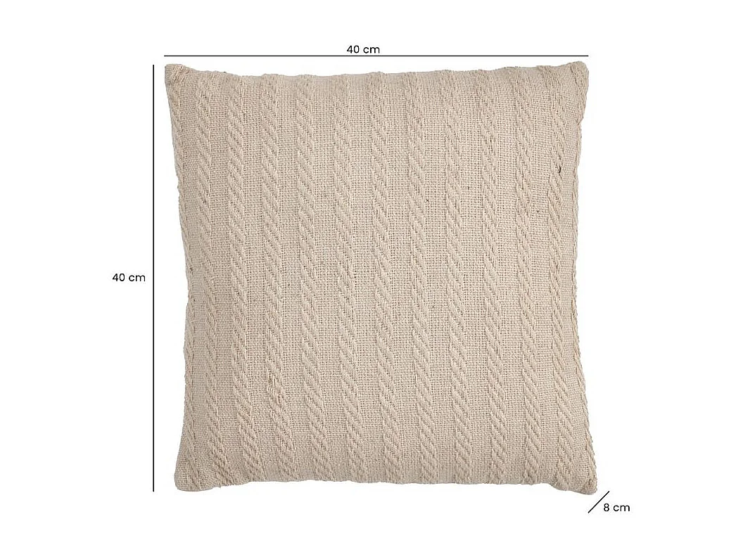 Lot 2 coussins carrés 40 x 40 cm en coton brodé lignes beige – TWINKLE