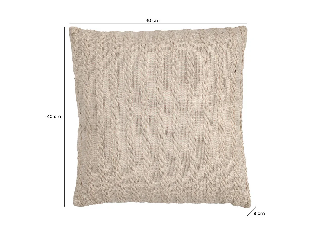 Coussin carré 40 x 40 cm en coton brodé en lignes beige – TWINKLE