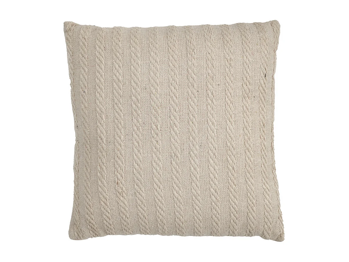 Coussin carré 40 x 40 cm en coton brodé en lignes beige – TWINKLE