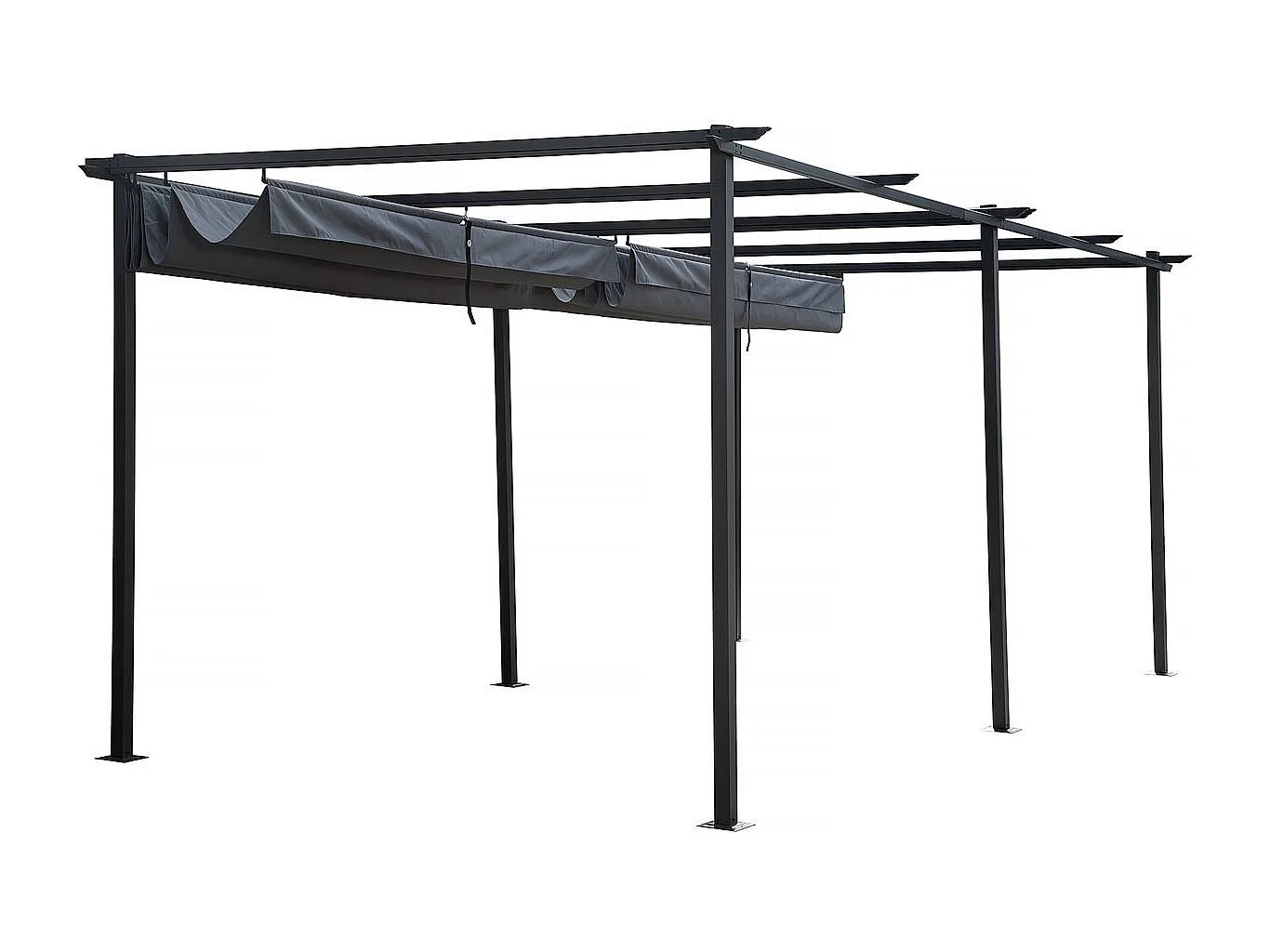Pérgola metálica con techo retráctil - 3 x 6 m - Antracita