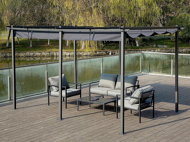 Pergola en métal avec toit rétractable - 3 x 6 m - Anthracite
