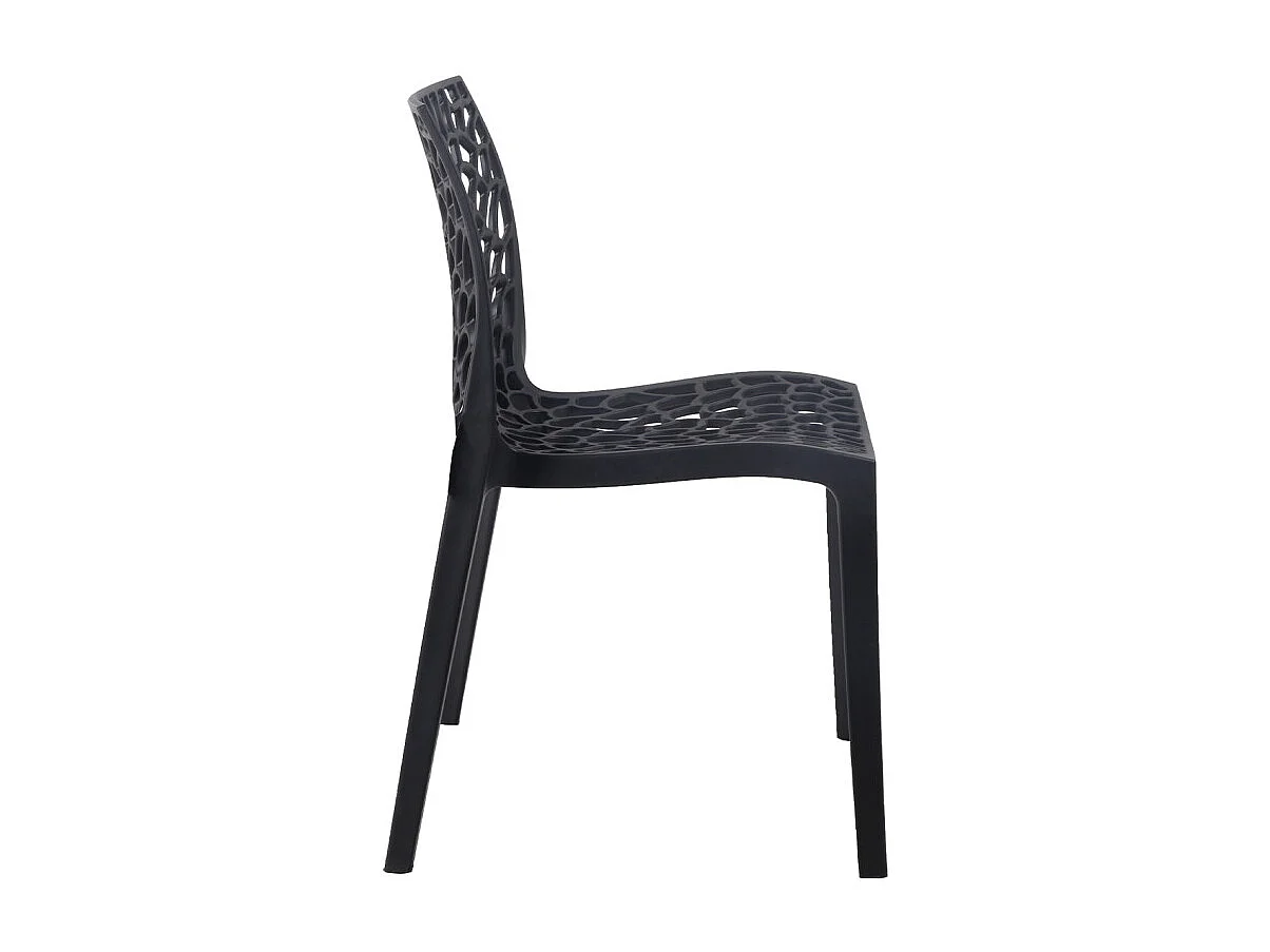 Lot de 4 chaises de repas noires ajourées et empilables - GRUYER 2