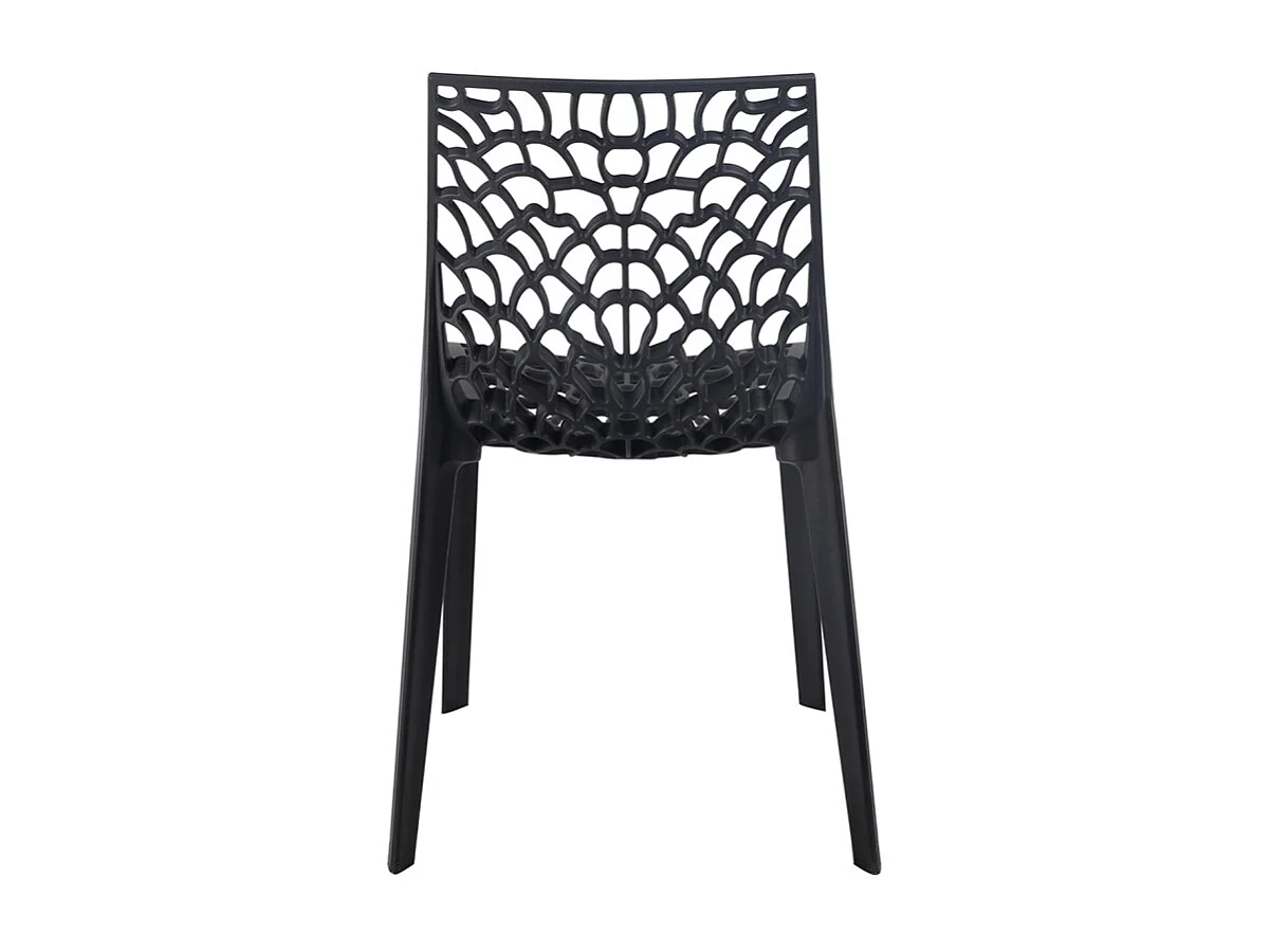 Lot de 4 chaises de repas noires ajourées et empilables - GRUYER 2