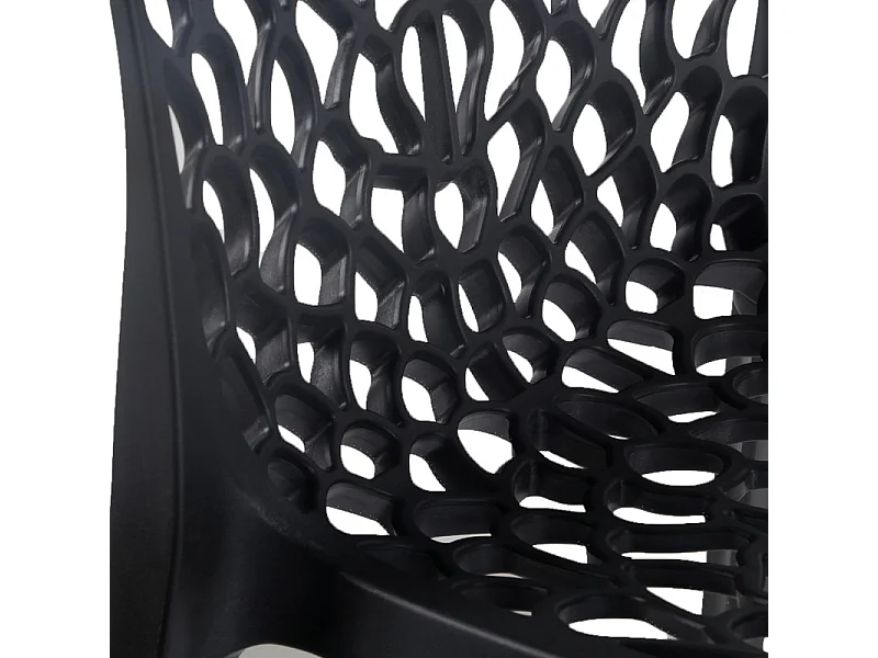 Lot de 4 chaises de repas noires ajourées et empilables - GRUYER 2