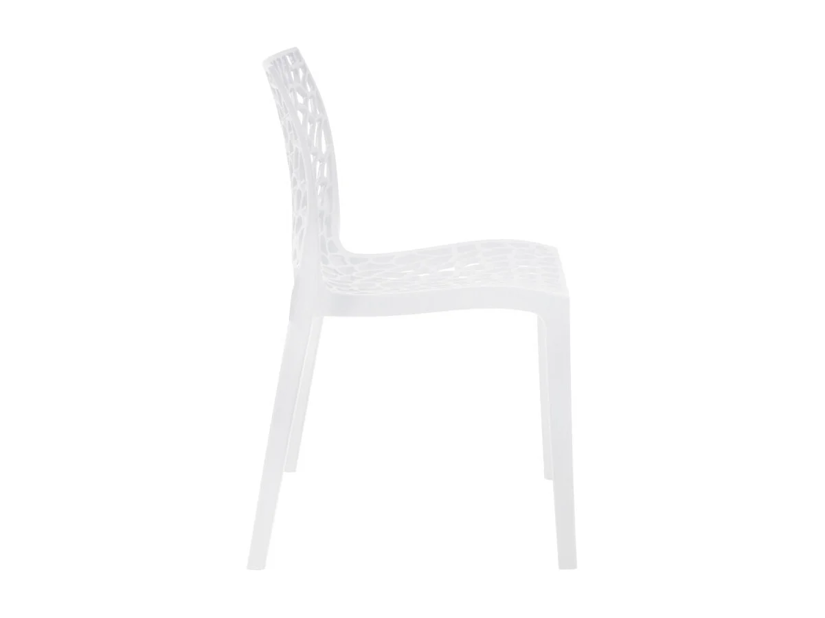 Lot de 4 chaises de repas blanches ajourées et empilables - GRUYER 2