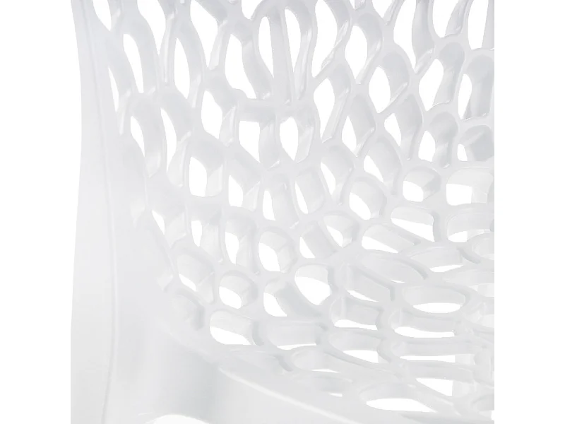 Lot de 4 chaises de repas blanches ajourées et empilables - GRUYER 2