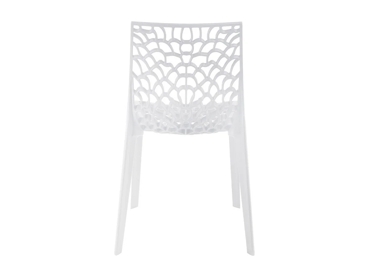 Lot de 4 chaises de repas blanches ajourées et empilables - GRUYER 2