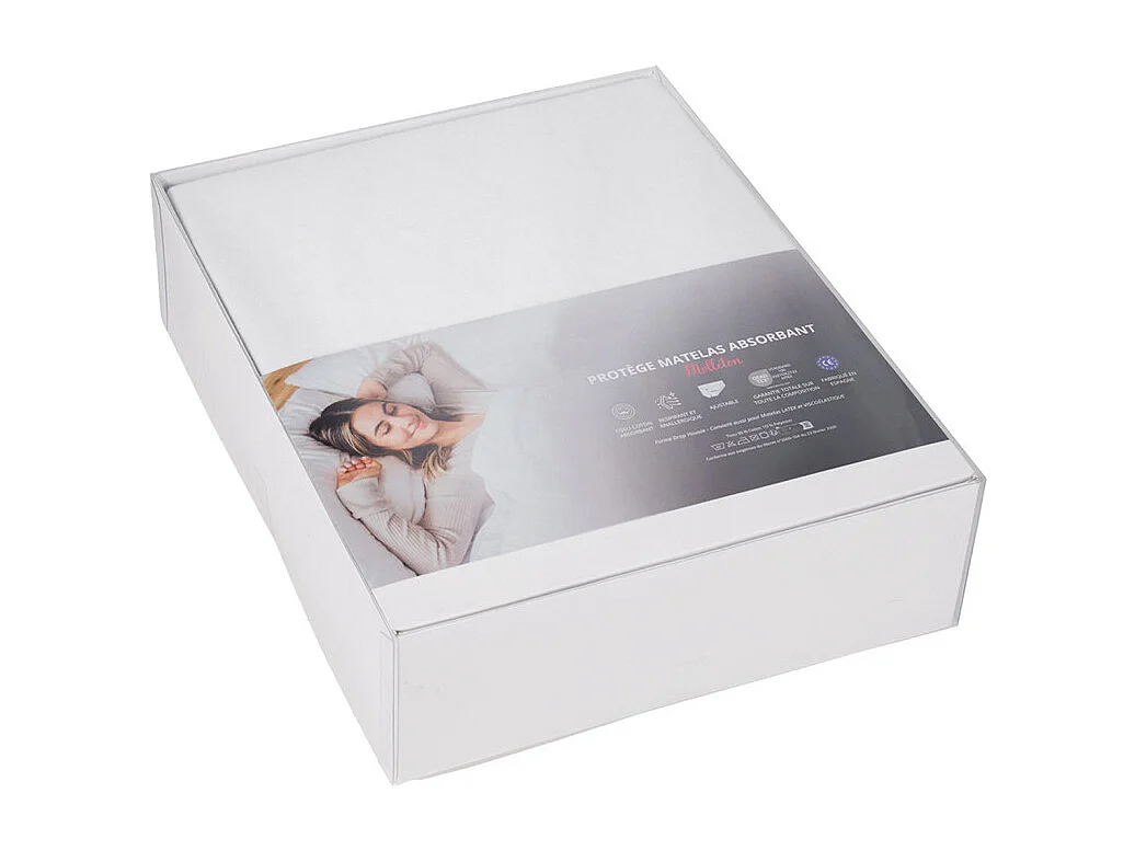 Protège matelas 180 x 200 cm tissu en coton et polyester - SERENA