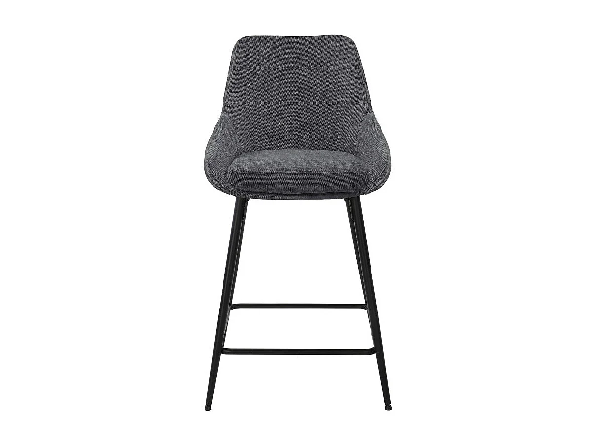 Lot 2 chaises de bar tissu anthracite et pieds en métal noir - JAZZY 2