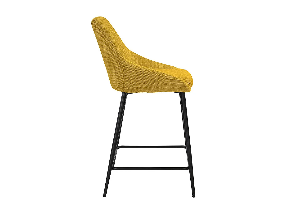 Lot 2 chaises de bar tissu jaune et pieds en métal noir - JAZZY 2