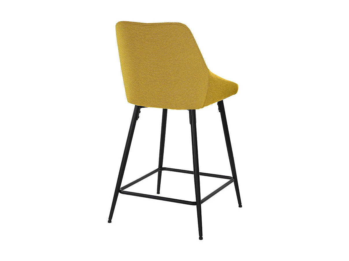 Lot 2 chaises de bar tissu jaune et pieds en métal noir - JAZZY 2