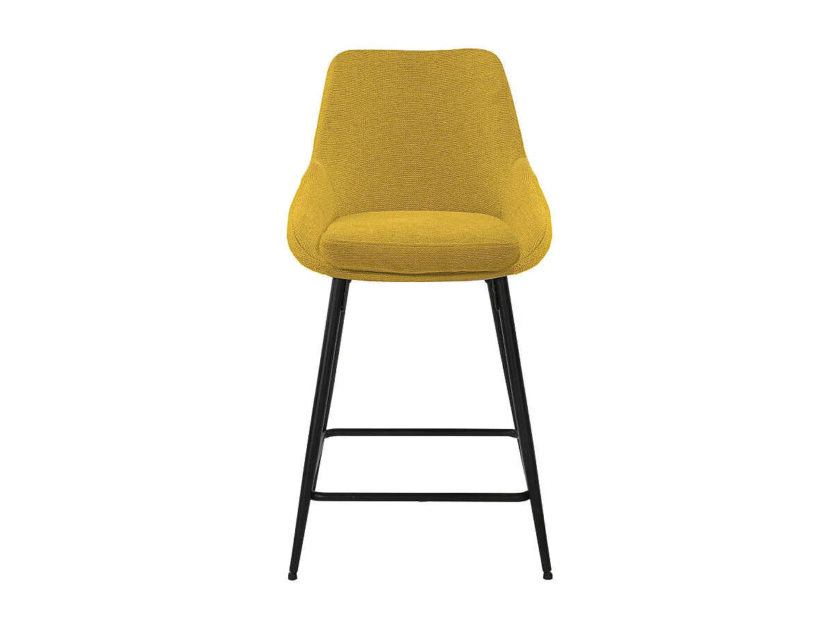 Lot 2 chaises de bar tissu jaune et pieds en métal noir - JAZZY 2