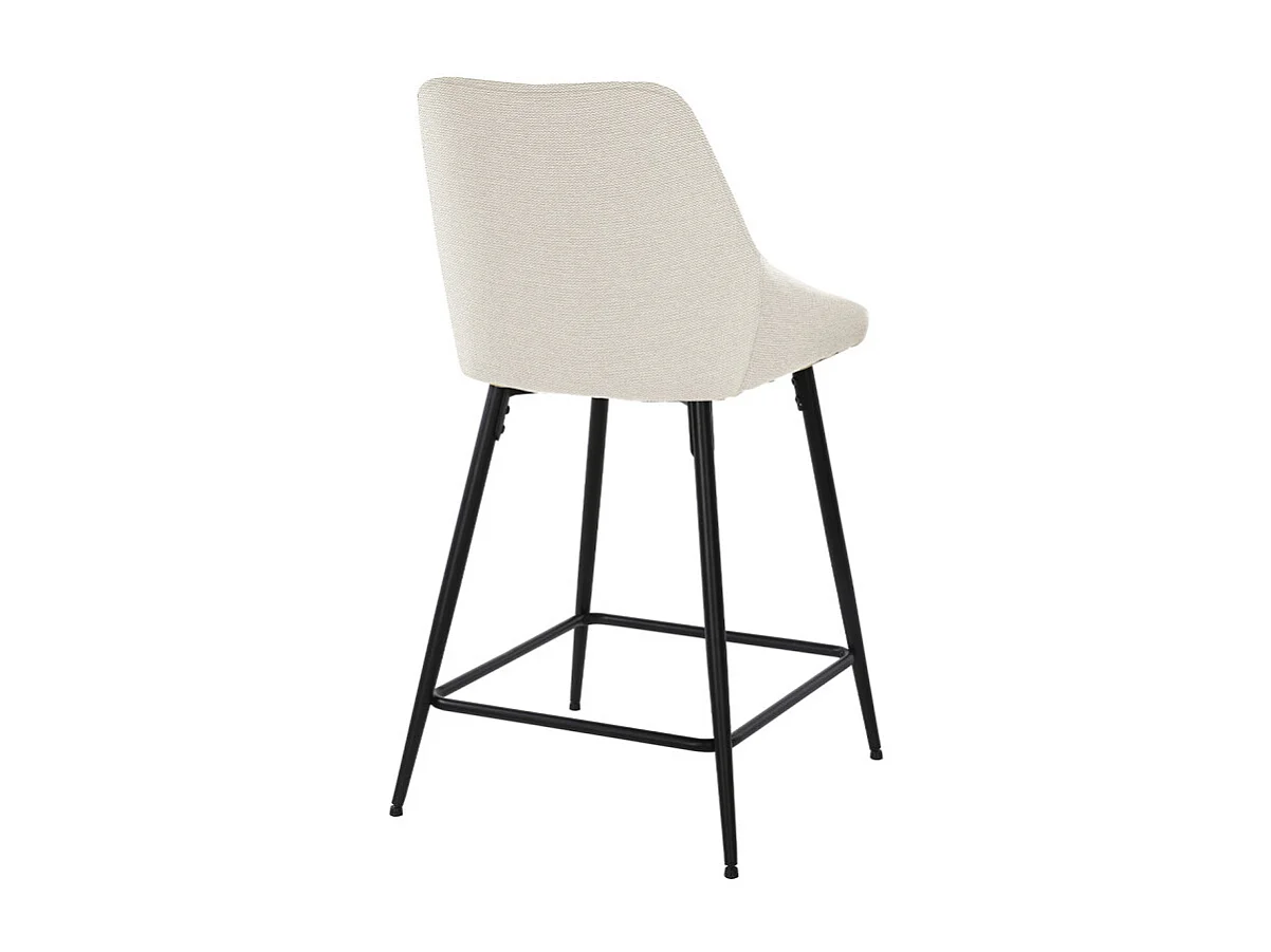 Lot 2 chaises de bar tissu écru et pieds en métal noir - JAZZY 2