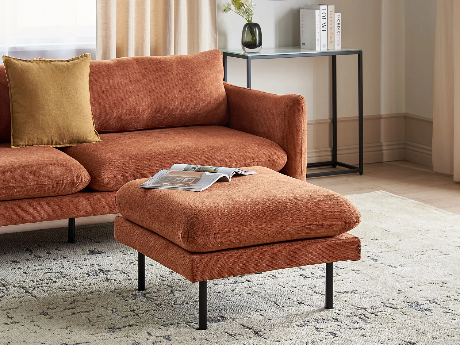 Ottoman VINTERBRO Tissu chenille Marron doré