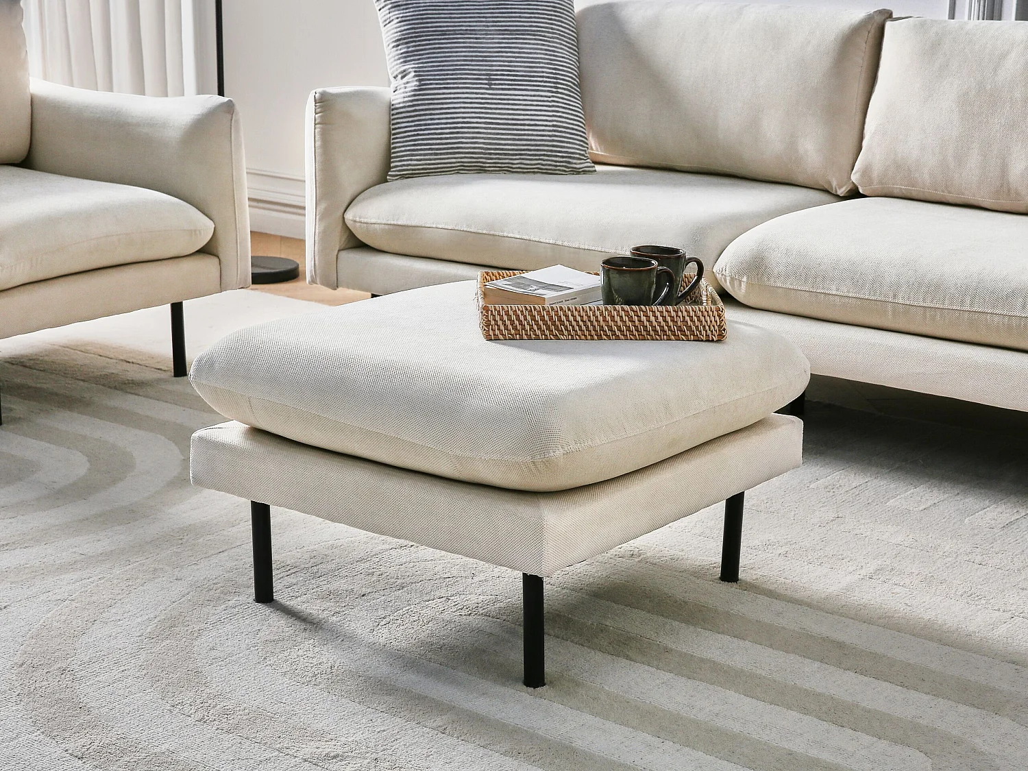 Ottoman VINTERBRO Tissu Beige clair